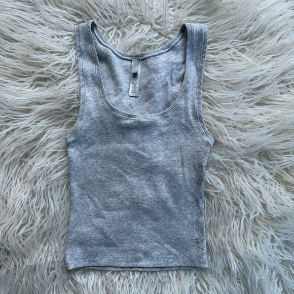 Skims Cotton Rib Tank Light Heather Grey Size Small - Picture 1 of 8